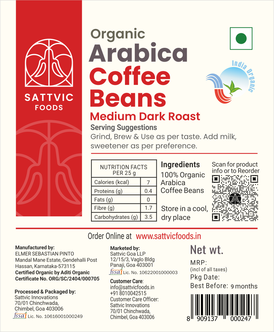 Organic Arabica Coffee Beans | Medium Dark Roast